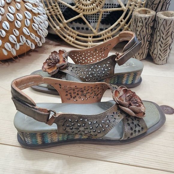 NWOB L'Artiste Suzietta Slingback Sandal Weave Basket Wedge Leather Boho 8.5/39 - Picture 12 of 12